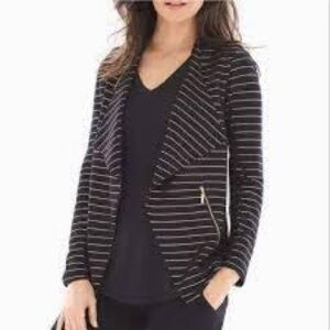 Soma large black gold metallic stripe waterfall French terry cardigan jacket new